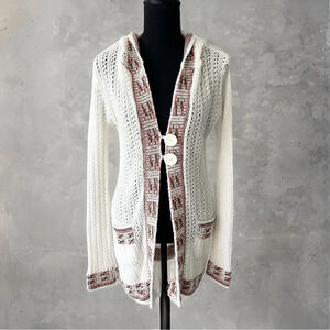 Tejiestilo Sueter’s Tribal Boho Hooded Long Length  Crochet Cardigan